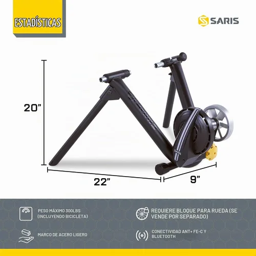 Vista 3 de Saris M2 Smart - Entrenador de bicicleta de resistencia electromagnética para interiores, compatible con la aplicación Zwift