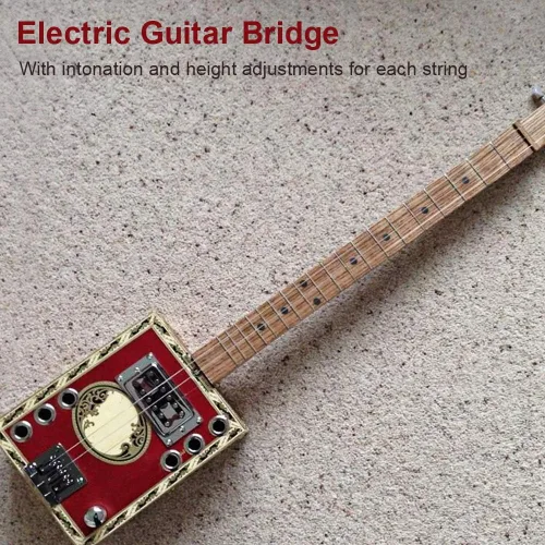 Vista 6 de Vbest life Puente de guitarra eléctrica, pieza de repuesto de puente de guitarra fija de 3 cuerdas con 4 tornillos para guitarra eléctrica
