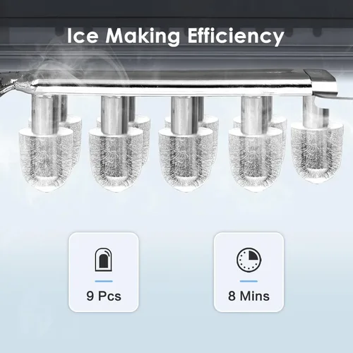 Vista 2 de Xbeauty Máquina de hielo para encimera, máquina de hielo portátil con autolimpieza, 26 libras/24 horas, 9 cubitos de hielo/8 minutos, cuchara