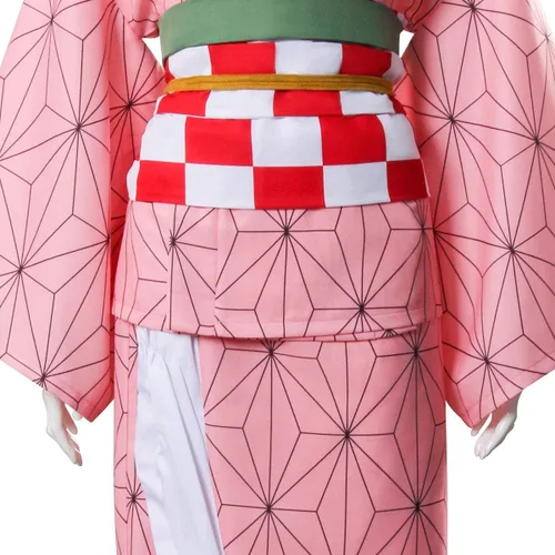 Vista 9 de Kamado Nezuko - Disfraz de anime Haori para mujeres y niñas con accesorios de bambú gratis