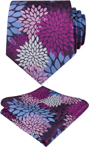 Vista 34 de Alizeal Mens 3.15inches Leaf Flower Pattern Tie Set 141-blush Rosa