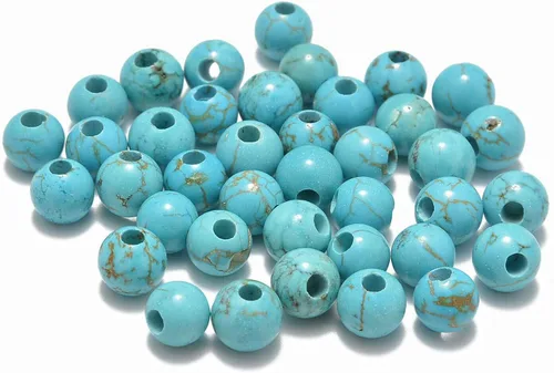 Vista 36 de AD Beads Cuentas de gema natural de 8 mm redondas sueltas con gran agujero de 2,5 mm, 40 piezas (turquesa africana)
