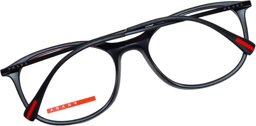 Vista 6 de Prada Linea Rossa Clear Demo - Gafas redondas para hombre PS 06NV DG01O1 55, Caucho negro