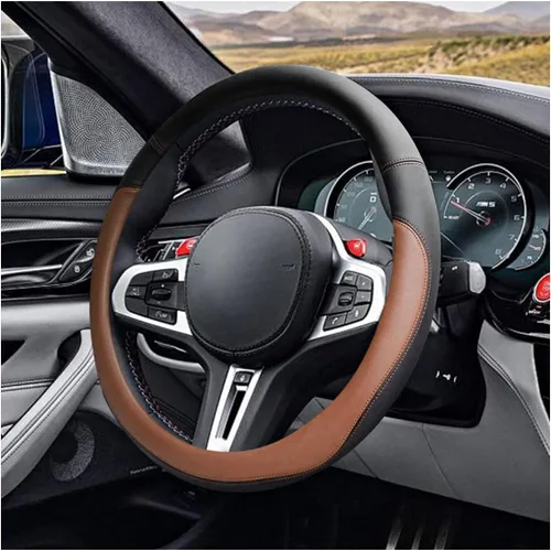 Vista 10 de LAINLOY Funda para volante de automóvil de 14.5"-15", funda de cuero de microfibra, decoración de volante antideslizante y transpirable, accesorios