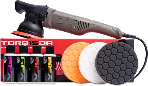 Vista 2 de Chemical Guys TORQ15DA Kit de pulidora orbital aleatoria de largo alcance de 15mm + compuesto de pulido para quitar rayones y remolinos VSS de un