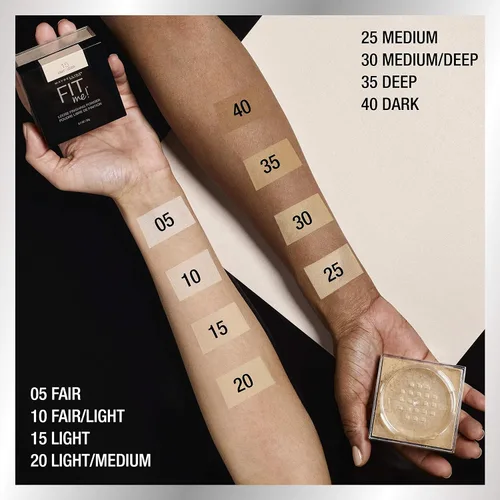 Vista 4 de Maybelline Fit Me - Polvo fijador suelto, polvo facial de maquillaje y polvo de acabado, Claro, 1 unidad