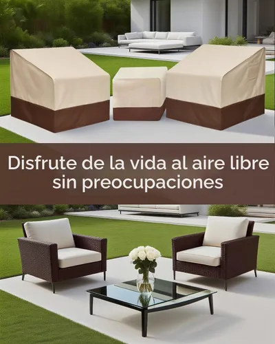 Vista 7 de Loriano Juego de fundas para muebles de patio, 3 piezas, impermeables, 600D resistentes al agua, juego de fundas para muebles de césped