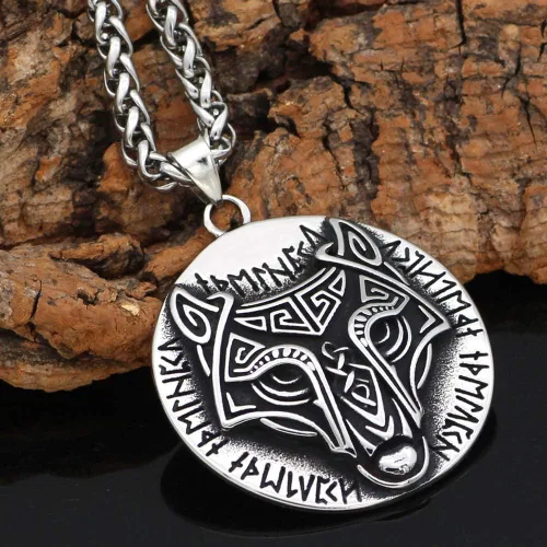 Vista 3 de GuoShuang Noridc - Collar vikingo de acero inoxidable para hombre, con bolsa de regalo de Valknut