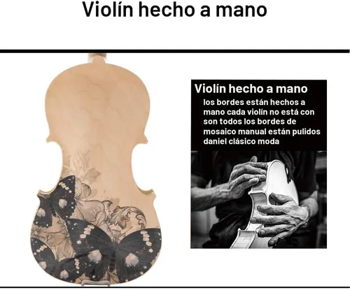 Vista 5 de Aliyes Juego de violín artístico distintivo diseñado para principiantes, estudiantes, adultos con estuche rígido, arco, cuerdas adicionales