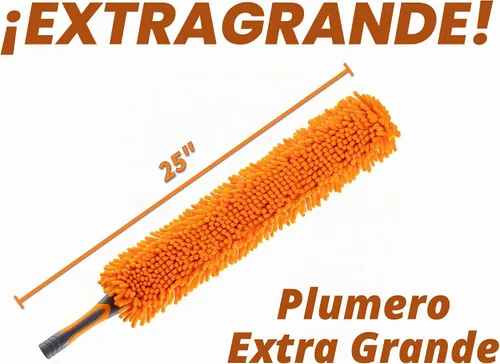 Vista 2 de Plumero de mango largo para limpieza/ Plumero de microfibra extensible con poste de extensión de 18-60 pulgadas/ Limpiador de ventilador