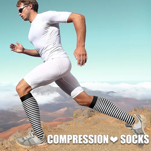 Vista 42 de Paquete de 3 pares de calcetines de compresión médica para mejorar la circulación de mujeres y hombres, para correr, hacer deporte y amamantar