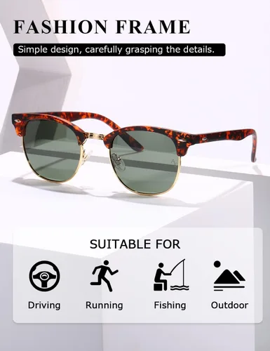 Vista 4 de AEVOGUE Polarized Sunglasses For Women And Men Semi Rimless Frame Retro Sun Glasses AE0369