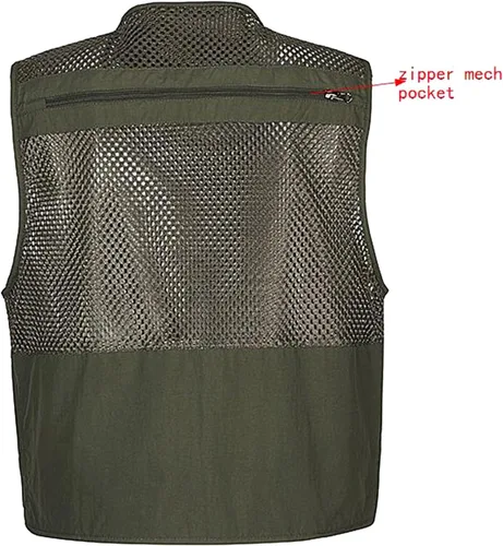 Vista 3 de Flygo Chaleco de malla de secado rápido para hombre con múltiples bolsillos