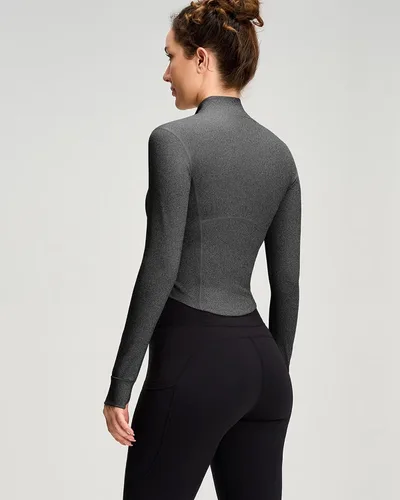Vista 3 de QUEENIEKE Womens Athletic Workout Jackets Cottony-Soft Full Zip Slim Fit Running Jacket 0703
