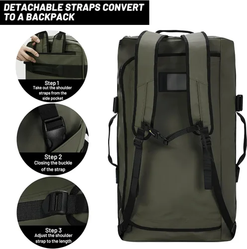 Vista 4 de Nepest Mochila de lona grande, resistente al agua de 3 vías, bolsa de lona para gimnasio con compartimento para zapatos para entrenamiento deportivo