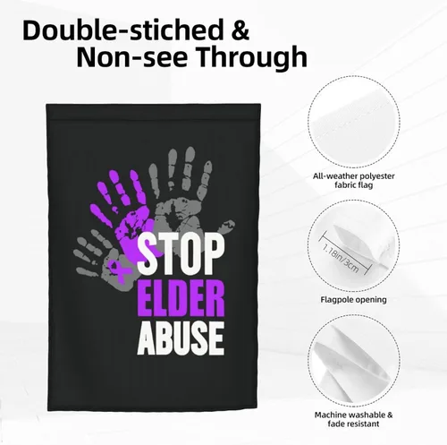 Vista 3 de Letrero de decoración para exteriores con texto en inglés "Stop Elder Abuse Elder Abuse Elder Abuse Awareness Flags", para jardín, patio, césped, 12