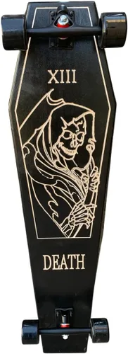Vista 2 de Coffin Death Tarot Monopatín negro Longboard 42x12 Coffin Croozer