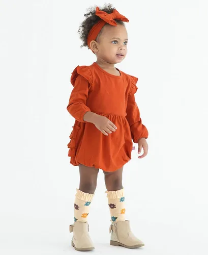 Vista 7 de RuffleButts Paquete de 3 calcetines hasta la rodilla con volantes para niñas