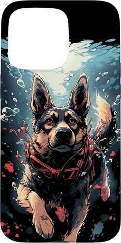 Vista 28 de iPhone 16 German Shepherd Dog Diving Swimming Underwater Case