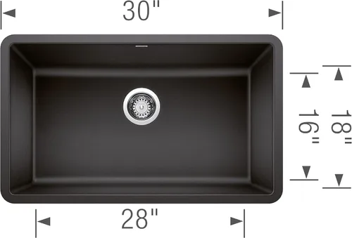 Vista 3 de BLANCO 442534 Precis - Fregadero de cocina de cuenco único, antracita de 30