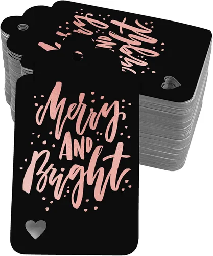 Vista 31 de Etiquetas colgantes con texto en inglés "Merry and Bright" (50 unidades)