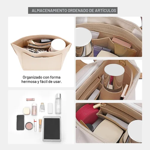 Vista 5 de LOUKAYCCI Organizador de fieltro para bolsa Longchamp Le Pliage (S, beige)