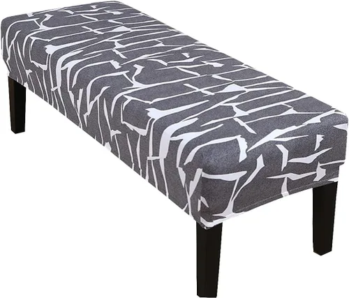 Vista 11 de HAPPYDOG Funda de banco de comedor con estampado de elastano elástico, funda tapizada extraíble antipolvo, lavable, protector de asiento para sala