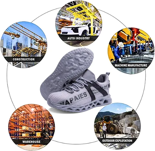 Vista 6 de Super Lightweight Safety Shoes Proof Resistant Work Shoe for Industrial and Construction Steel Toe Shoes for Men and Women.