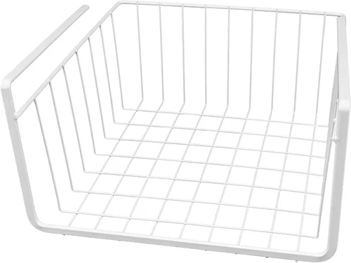 Vista 3 de Southern Homewares Juego de 4 cestas de almacenamiento de alambre blanco para debajo del gabinete, almacenamiento colgante para cocina, despensa
