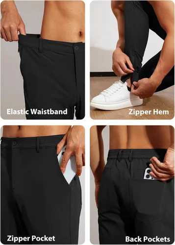 Vista 3 de JMIERR Pantalones de golf para hombre Pantalones deportivos elásticos casuales ajustados para senderismo, viajes, trabajo, pantalones de vestir