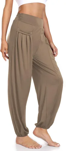 Vista 2 de Pantalones deportivos tipo harén para mujer, cintura alta, casuales, holgados, para entrenamiento, yoga, holgados, cómodos, con bolsillos
