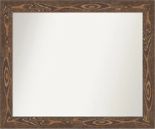 Vista 181 de Amanti Art Espejo de baño marrón para sobre fregadero, 26 x 26 pulgadas, espejo de tocador cuadrado marrón rústico Alexandria, marco de madera