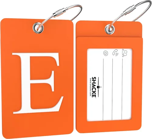 Vista 317 de Etiqueta de equipaje con inicial, totalmente flexible, con aro de acero inoxidable, letra G