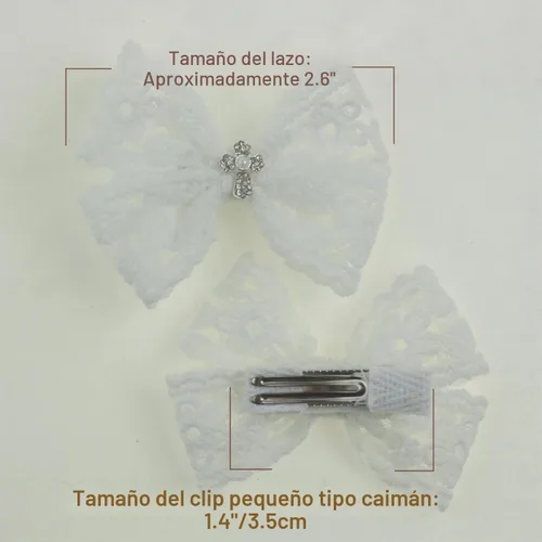 Vista 3 de Arcos de encaje blancos de 2,6 pulgadas para bautizo A- blanco roto lazo-01