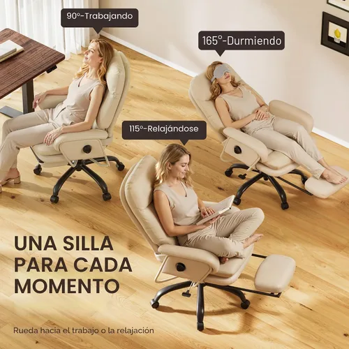 Vista 8 de Silla de oficina ergonómica FLEXISPOT con reposapiés, silla de escritorio de computadora de respaldo alto, silla de salón interior con ruedas