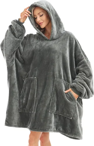 Vista 10 de Kipswiza Blanket Hoodie - Wearable Blankets Oversized Cozy Flannel Sweatshirt Blanket as Gifts for Adult Women Men