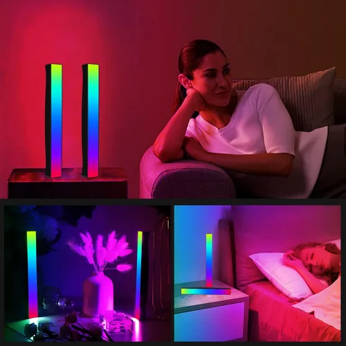 Vista 6 de Barra de luz de ritmo alimentada por batería, luces de ritmo de captación de control de sonido RGB, control por aplicación, luces LED de nivel