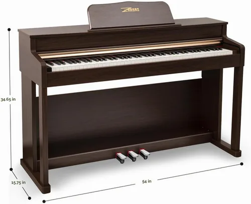 Vista 7 de Piano digital de 88 teclas con teclado de tamaño completo y teclas completamente ponderadas, teclado de piano acústico profesional con martillo