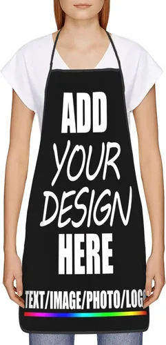 Vista 2 de Delantal personalizado personalizado para añadir nombre, foto, texto, logotipo, cocina ajustable para cocinero para hombres y mujeres