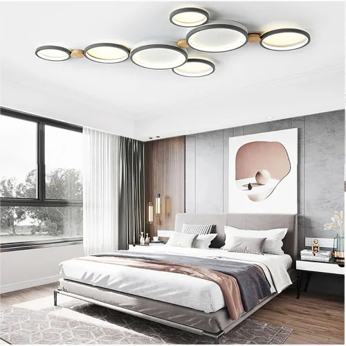 Vista 17 de Lámpara de techo LED de 3 luces, 22 pulgadas, moderna lámpara de techo empotrada de madera de 20 W regulable para sala de estar, dormitorio, cocina