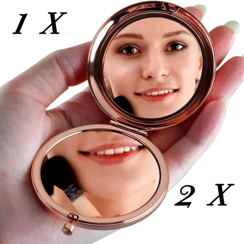 Vista 5 de Best Gifts for 80 Year Old Woman Rose Gold Compact Cute for Purse Travel Folding Hand Mirror for Grandma Wife Teacher Best Friend BFF