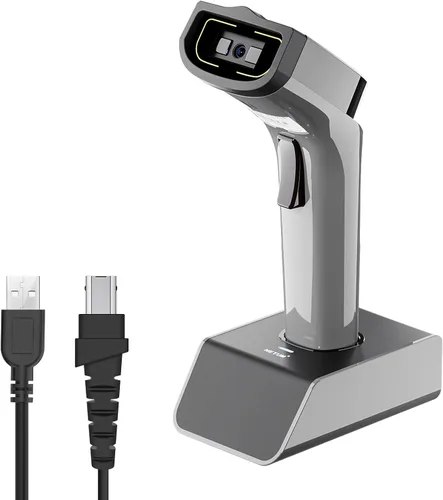 Vista 14 de NETUM Escáner de código de barras 1D, Bluetooth inalámbrico con cuna Azul