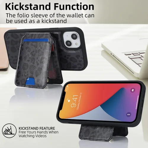 Vista 4 de Ｈａｖａｙa etui for iPhone 15 Case with Card Holder iPhone 15 case Magsafe Compatible for Women Detachable Magnetic Leather étui de téléphone Pour