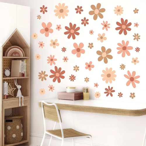 Vista 6 de 12 Hojas de Calcomanías de Margaritas para Pared, Adhesivos de Flores de Estilo Boho, Pegatinas de Pared Lindas para Niñas, Decoración
