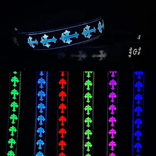 Vista 6 de Collar de perro con luz LED USB-C, diseño 3D, material cómodo y suave, iluminación multicolor, collar de perro nocturno (PW-verde, XS