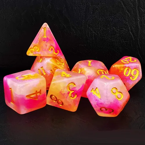 Vista 14 de Bescon Juego de dados de piedra mágica, 7pcs poliédrico RPG dados Set Aura Stone, embalaje de Polybag Piedra del aura en bolsa de plástico