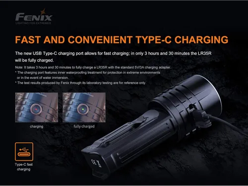 Vista 6 de Fenix LR35R Linterna recargable súper brillante, 10000 lúmenes de largo alcance y alto lumen con baterías y organizador Lumentac