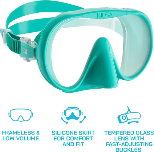 Vista 3 de Cressi Máscara de buceo sin marco para adultos - Lente mono de visión ancha - bajo volumen interno - Silicona suave pura - Musa: diseñado en Italia