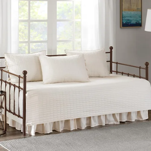 Vista 12 de Comfort Spaces Funda para sofá cama de lujo de doble cara - Acolchado, ropa de cama acogedora para todas las estaciones con falda de cama, fundas a