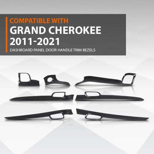 Vista 2 de CROSSDESIGN Biseles de fibra de carbono compatible con Jeep Grand Cherokee 2011-2021